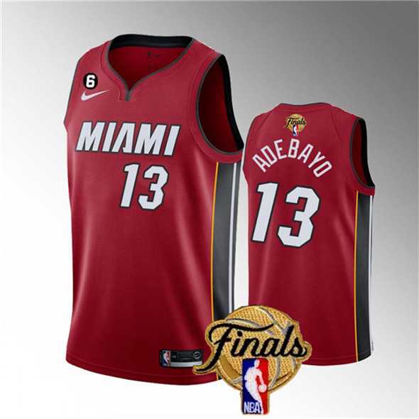 Mens Miami Heat #13 Bam Adebayo Red 2023 Finals Statement Edition With NO.6 Patch Stitched Basketball Jersey